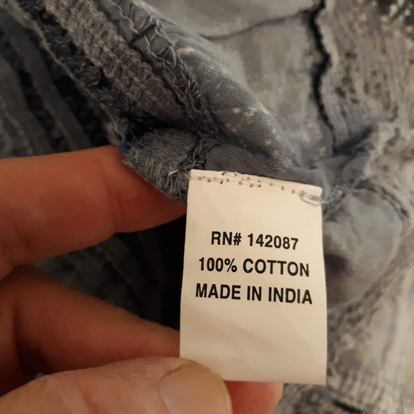 NOELLE DUSTY BLUE BATIK  PEASANT SKIRT, S/M - Picture 5 of 7